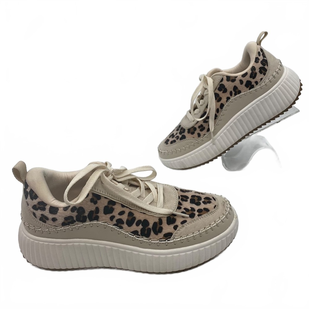 Dream Pairs Beige Brown Animal Print Platform Sneakers | Womens 8